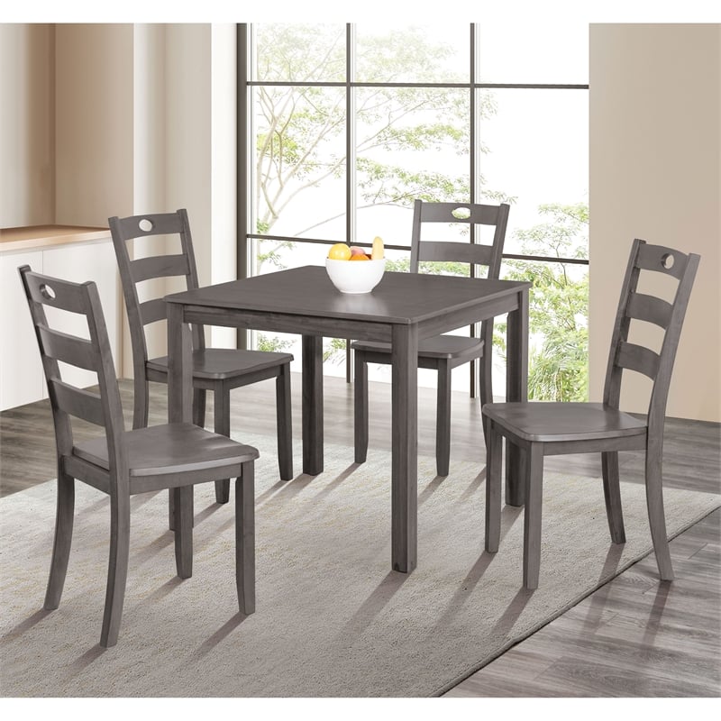 Furniture of America Haarven 5-Piece Wood Dining Table Set in Gray