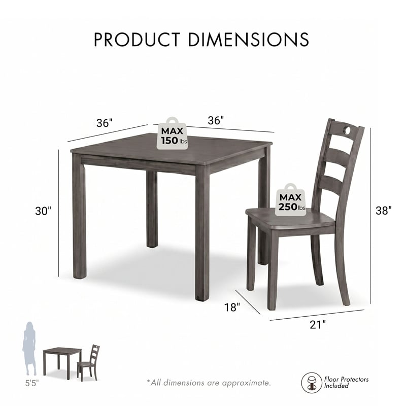 Furniture of America Haarven 5-Piece Wood Dining Table Set in Gray