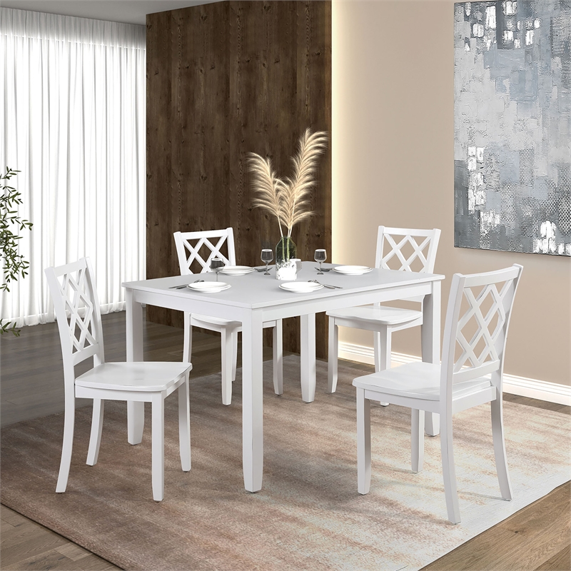 Furniture of America Ashen 5-Piece Wood Dining Table Set in White