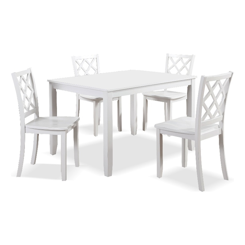 Furniture of America Ashen 5-Piece Wood Dining Table Set in White