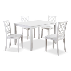 Furniture of America Ashen 5-Piece Wood Dining Table Set in White