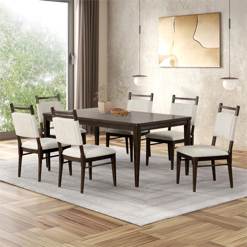 Furniture of America Brands 7-Piece Wood Dining Table Set in Dark Walnut