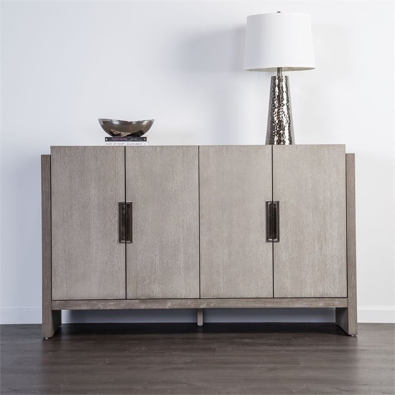 Furniture of America Telli Wood Two-Tone Server with Drawers and Shelves in Gray