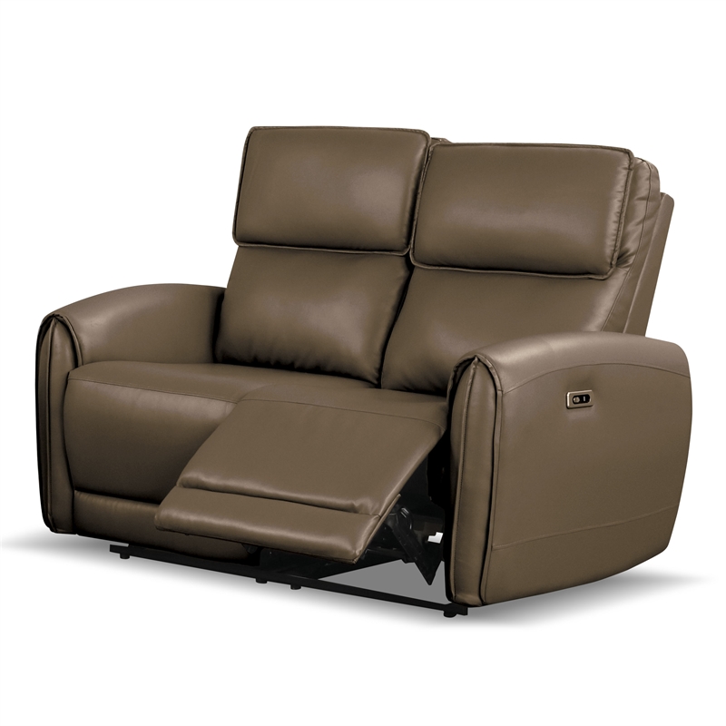 Furniture of America Alipark 2-Piece Faux Leather Power Sofa Set in Light Brown
