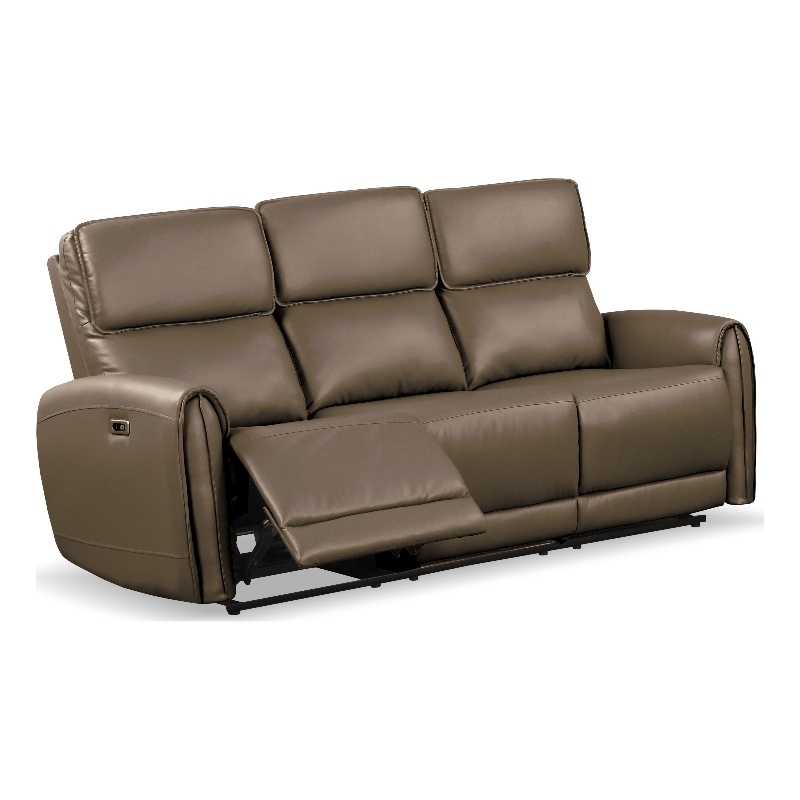 Furniture of America Alipark Faux Leather Power Sofa with USBs in Light Brown