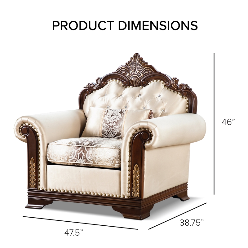 Furniture of America Watley Fabric Tufted and Nailhead Arm Chair in Beige