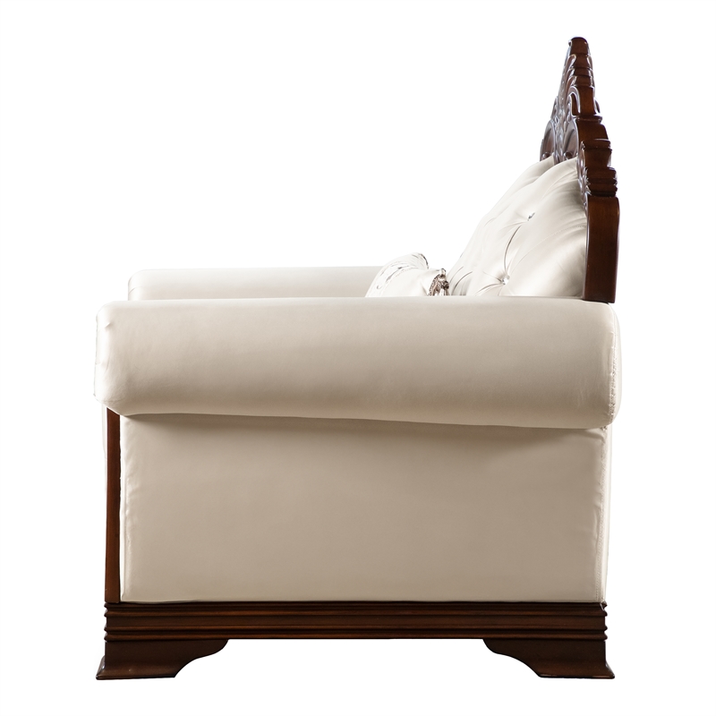 Furniture of America Watley Fabric Tufted and Nailhead Arm Chair in Beige