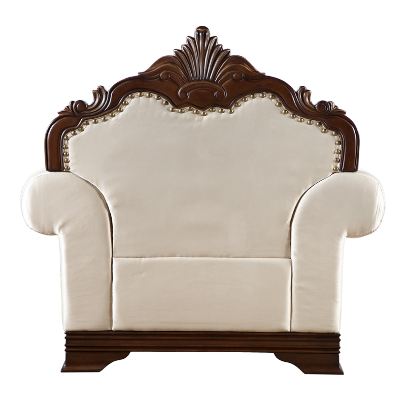 Furniture of America Watley Fabric Tufted and Nailhead Arm Chair in Beige