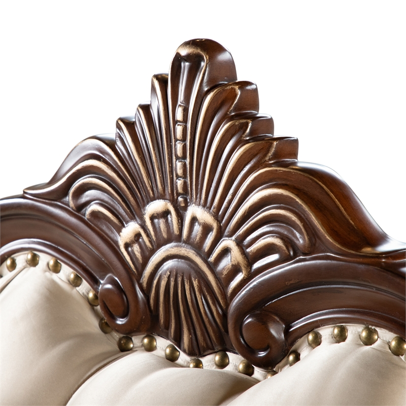 Furniture of America Watley Fabric Tufted and Nailhead Arm Chair in Beige