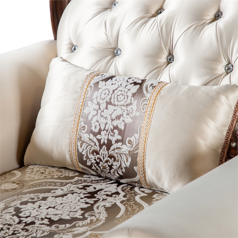 Furniture of America Watley Fabric Tufted and Nailhead Arm Chair in Beige