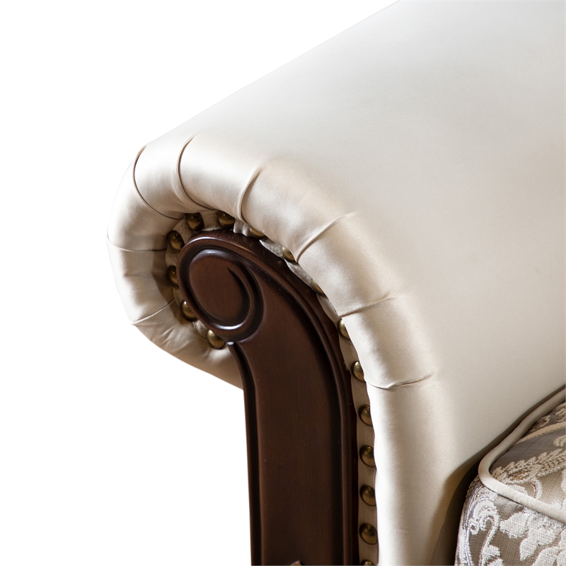 Furniture of America Watley Fabric Tufted and Nailhead Sofa in Beige