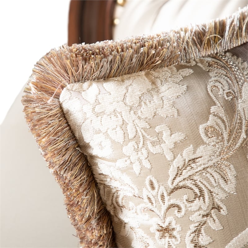 Furniture of America Watley Fabric Tufted and Nailhead Sofa in Beige