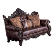 Furniture of America Coppen 2-Piece Faux Leather Tufted Sofa Set in Light Brown