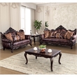 Furniture of America Coppen 2-Piece Faux Leather Tufted Sofa Set in Light Brown