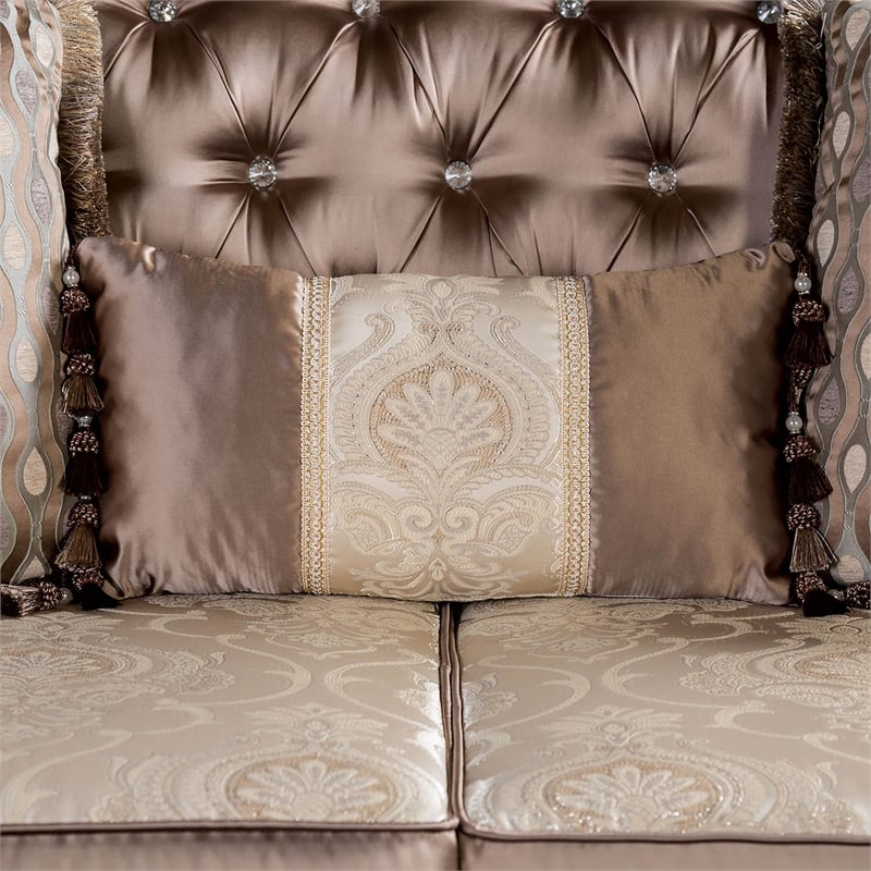 Furniture of America Haggen 2-Piece Velvet Tufted and Nailhead Sofa Set in Brown