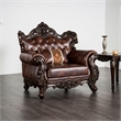 Furniture of America Coppen Faux Leather Tufted Arm Chair in Light Brown