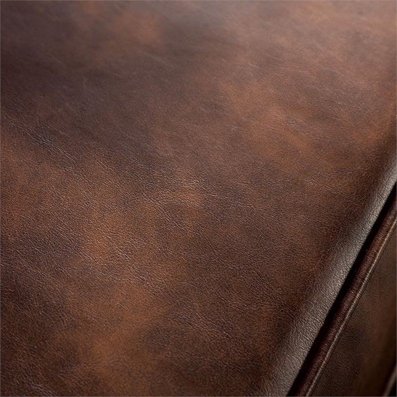 Furniture of America Coppen Faux Leather Tufted Arm Chair in Light Brown