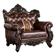 Furniture of America Coppen Faux Leather Tufted Arm Chair in Light Brown