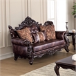 Furniture of America Coppen Faux Leather Tufted Loveseat in Light Brown