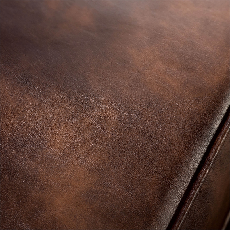 Furniture of America Coppen Faux Leather Tufted Sofa in Light Brown