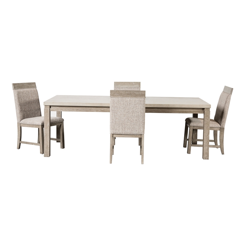 Furniture of America Telli 5-Piece Wood Dining Table Set in Gray and Stone Gray
