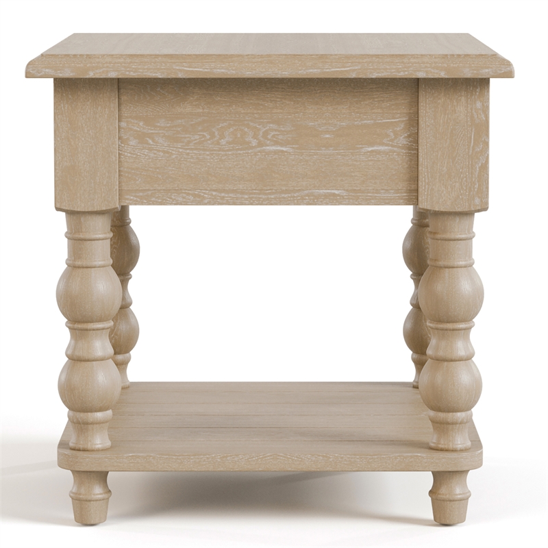 Furniture of America Lesla Wood End Table in Light Washed White (Set of 2)