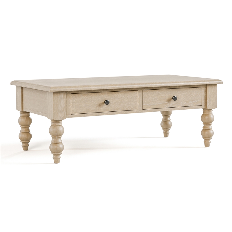 Furniture of America Lesla 3-Piece Wood Cocktail Table Set in Light Washed White