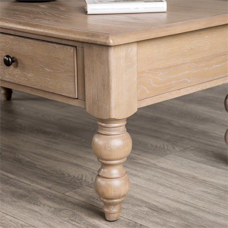 Furniture of America Lesla 3-Piece Wood Cocktail Table Set in Light Washed White