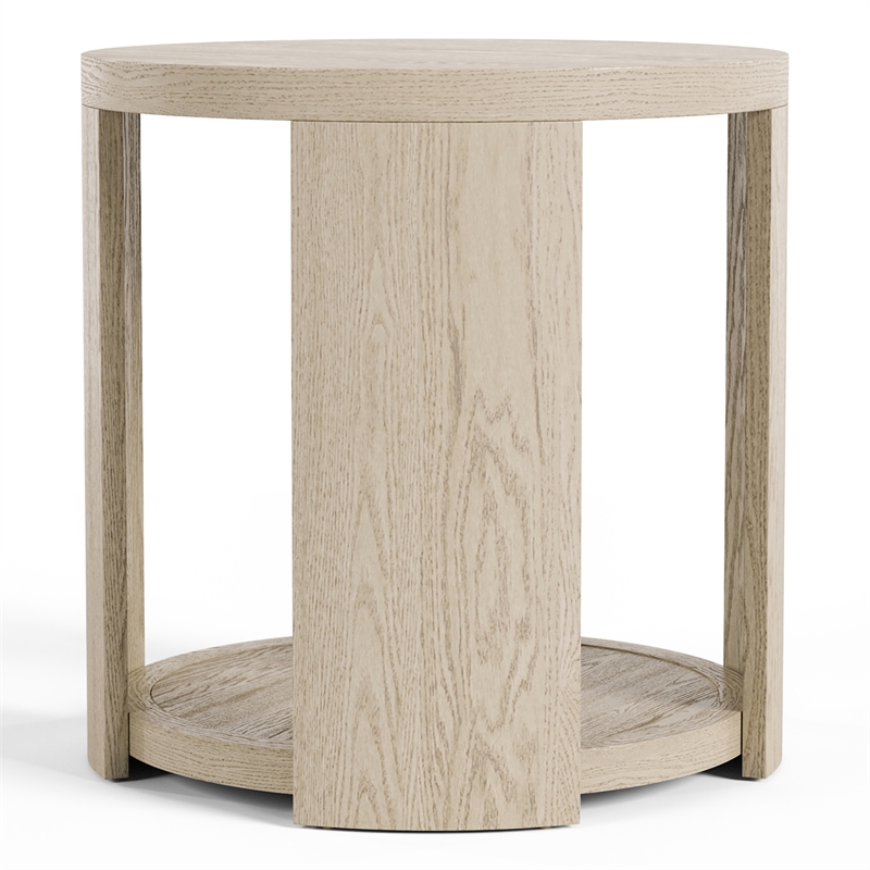 Furniture of America Kurick Wood 1-Shelf Round End Table in Oak (Set of 2)