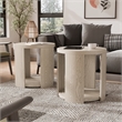 Furniture of America Kurick Wood 1-Shelf Round End Table in Oak (Set of 2)