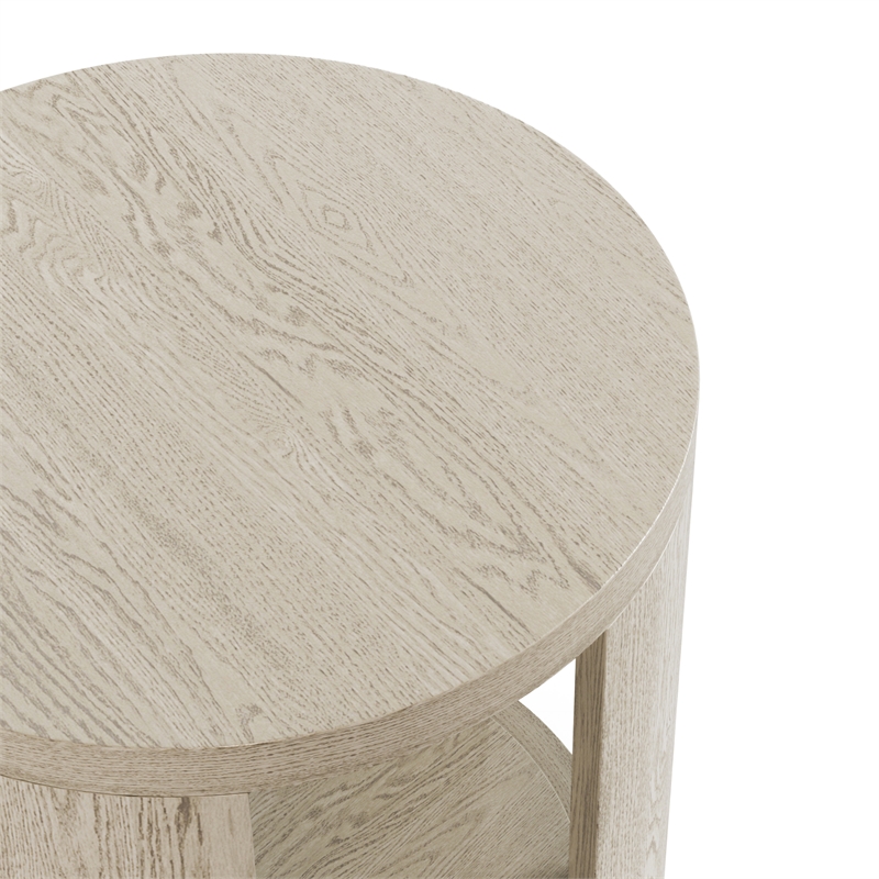 Furniture of America Kurick Wood 1-Shelf Round End Table in Oak (Set of 2)