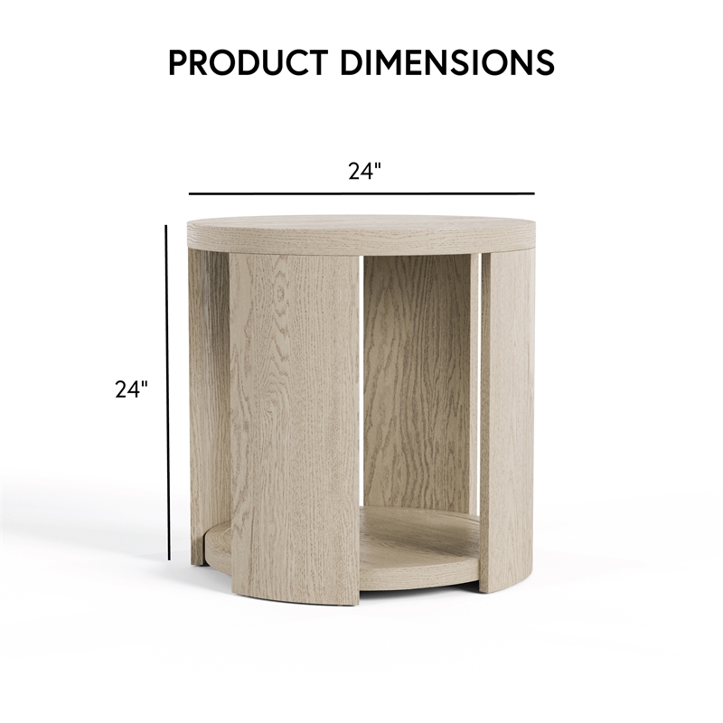 Furniture of America Kurick Wood 1-Shelf Round End Table in Oak (Set of 2)