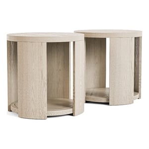 Furniture of America Kurick Wood 1-Shelf Round End Table in Oak (Set of 2)