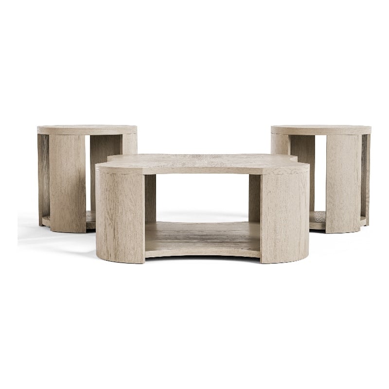 Furniture of America Kurick 3-Piece Wood Coffee Table Set in Oak