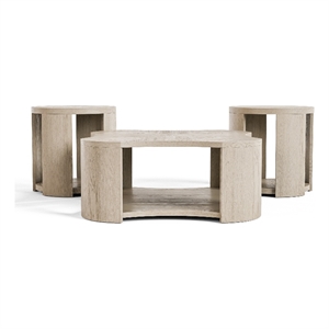 Furniture of America Kurick 3-Piece Wood Coffee Table Set in Oak