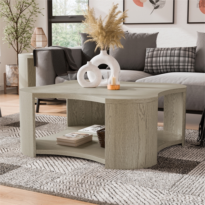 Furniture of America Kurick Wood 1-Shelf Coffee Table with Casters in Oak