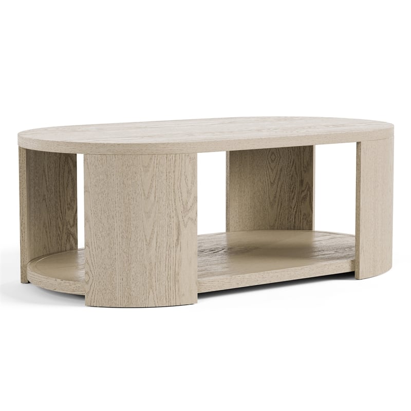 Furniture of America Kurick 3-Piece Wood Oval Cocktail Table Set in Oak