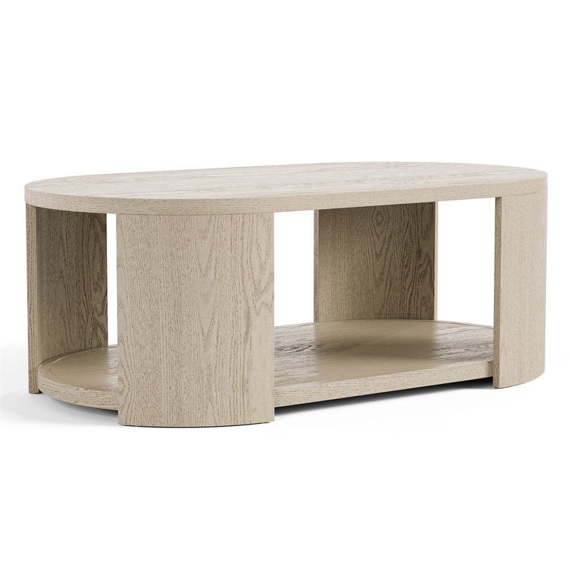 Furniture of America Kurick 2-Piece Wood Oval Cocktail Table Set in Oak