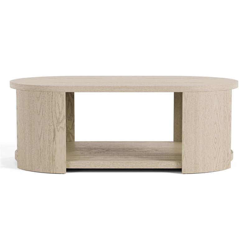 Furniture of America Kurick 2-Piece Wood Oval Cocktail Table Set in Oak