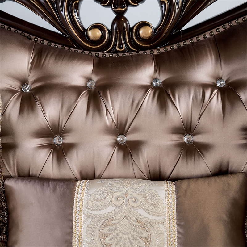Furniture of America Haggen Velvet Tufted and Nailhead Arm Chair in Brown