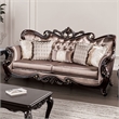 Furniture of America Haggen Velvet Tufted and Nailhead Sofa in Brown