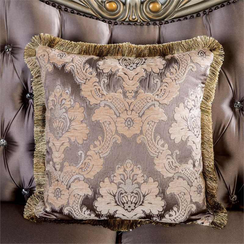 Furniture of America Haggen 2-Piece Velvet Tufted Sofa Set in Purple