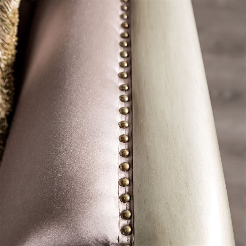 Furniture of America Haggen Velvet Tufted and Nailhead Arm Chair in Purple