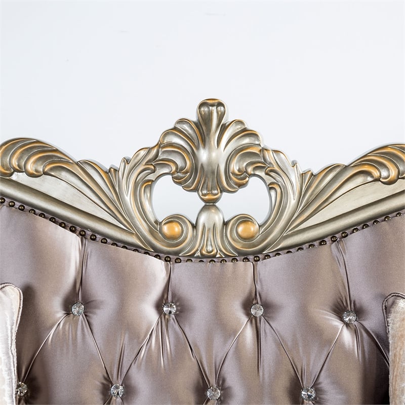 Furniture of America Haggen Velvet Tufted and Nailhead Arm Chair in Purple