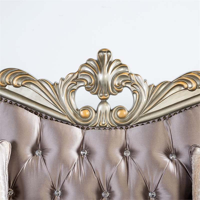 Furniture of America Haggen Velvet Tufted and Nailhead Sofa in Purple