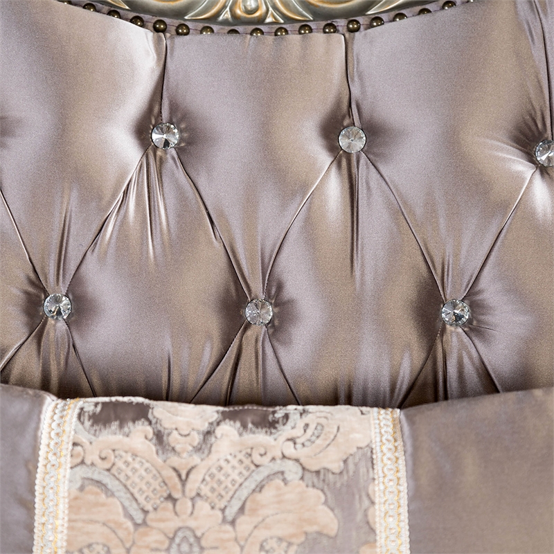 Furniture of America Haggen Velvet Tufted and Nailhead Sofa in Purple