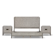 FOA Yasgard 3-Piece Gray Solid Wood Bedroom Set - Queen + 2 Nightstands