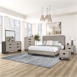 FOA Yasgard 6pc Gray Wood Bed Set - Queen+2 Nightstands+Chest+Dresser+Mirror