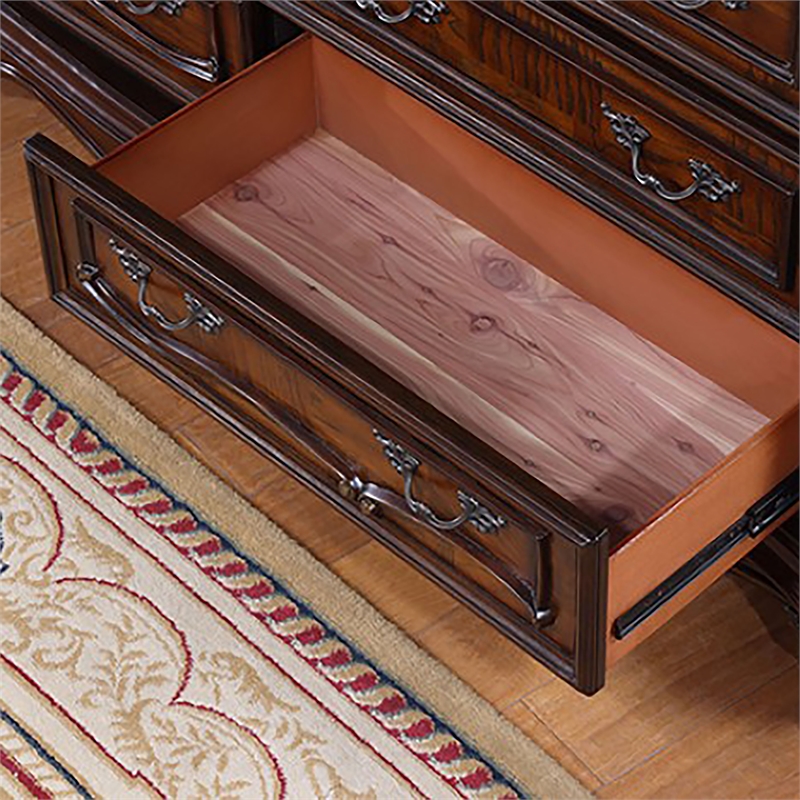 Furniture of America Elloise 9-Drawer Solid Wood Dresser in Dark Cherry