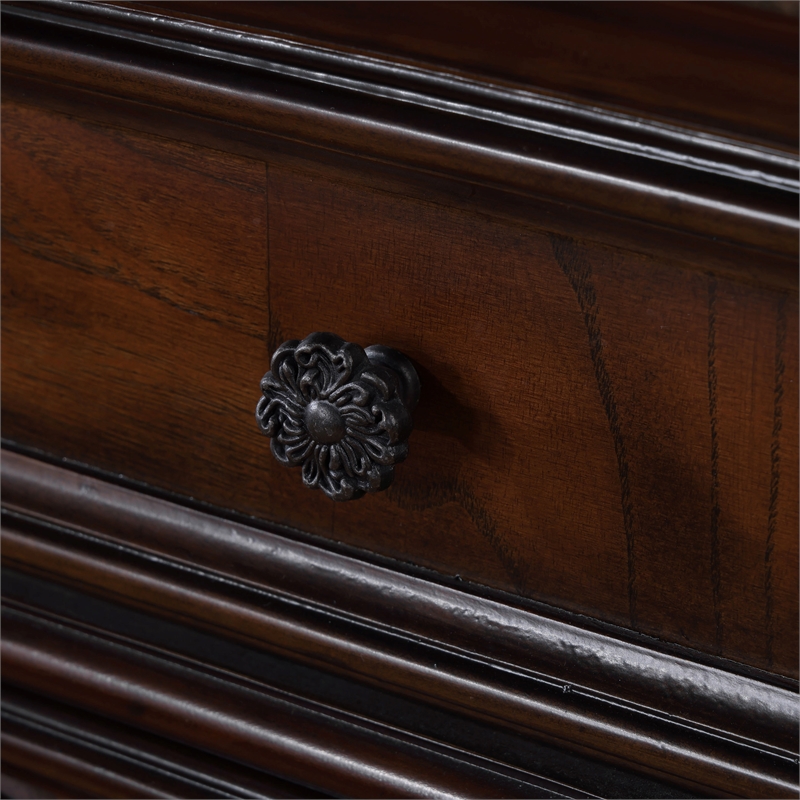 FOA Elloise 2-Piece 9-Drawer Solid Wood Dresser and Mirror Set in Dark Cherry